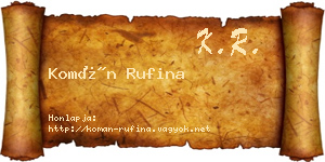 Komán Rufina névjegykártya